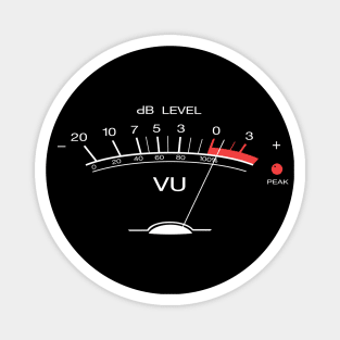 Volume VU Meter Vintage Audio Engineer Recording Studio Gear Head Musician Guitar Shirt Classic White Print Magnet